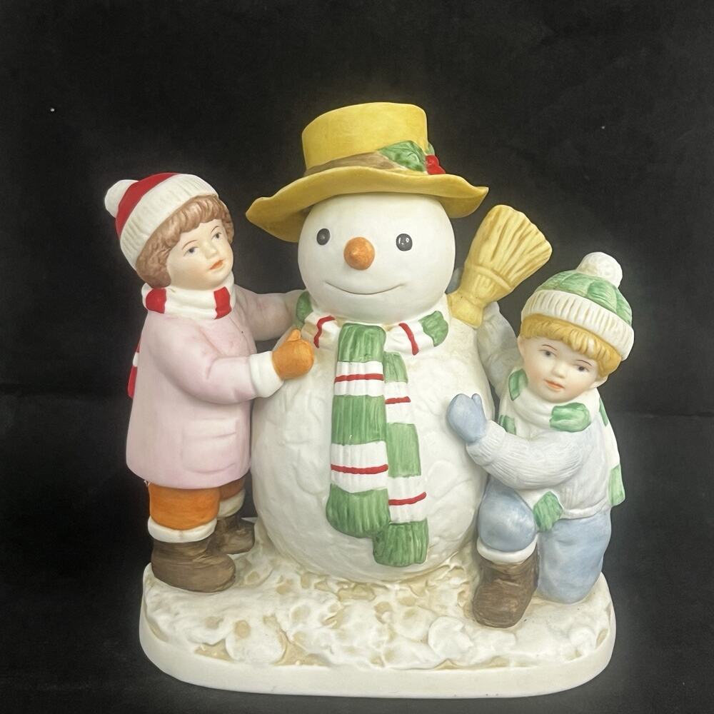 Vtg homco‎ our first snowman 6x5 inch christmas holiday collectible 5805-97